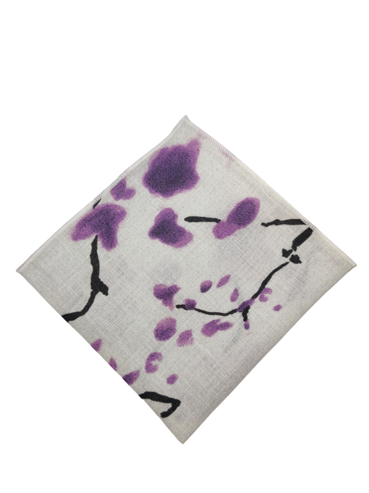 Cherry Blossom Purple Linen Pocket square
